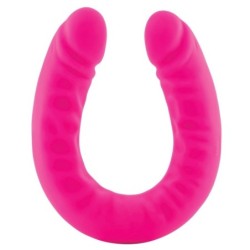 Ruse Silicone Slim Double Dong-Hot Pink 18